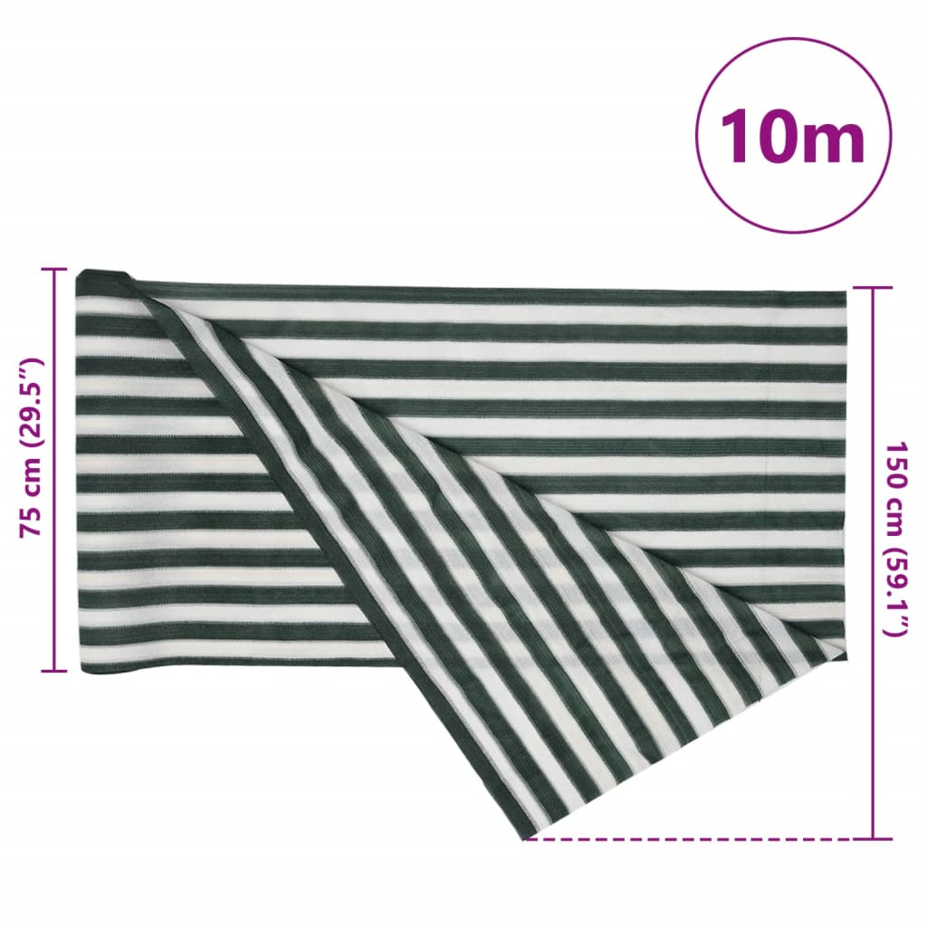 vidaXL Siatka cieniująca, zielono-biała, 1,5x10 m, HDPE, 195 g/m²