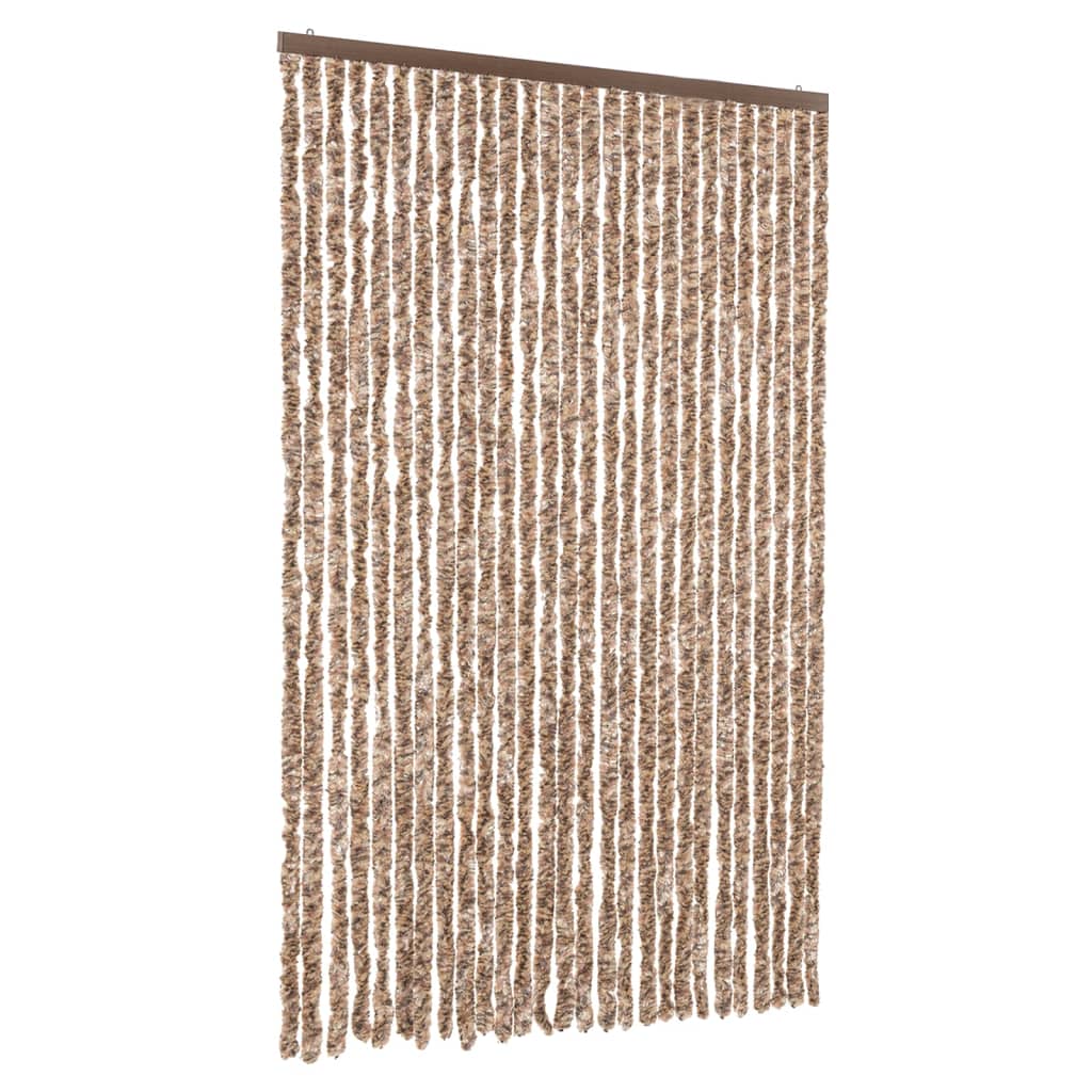 vidaXL Zasłona przeciwko owadom, beż i ciemny brąz, 118x220 cm, szenil