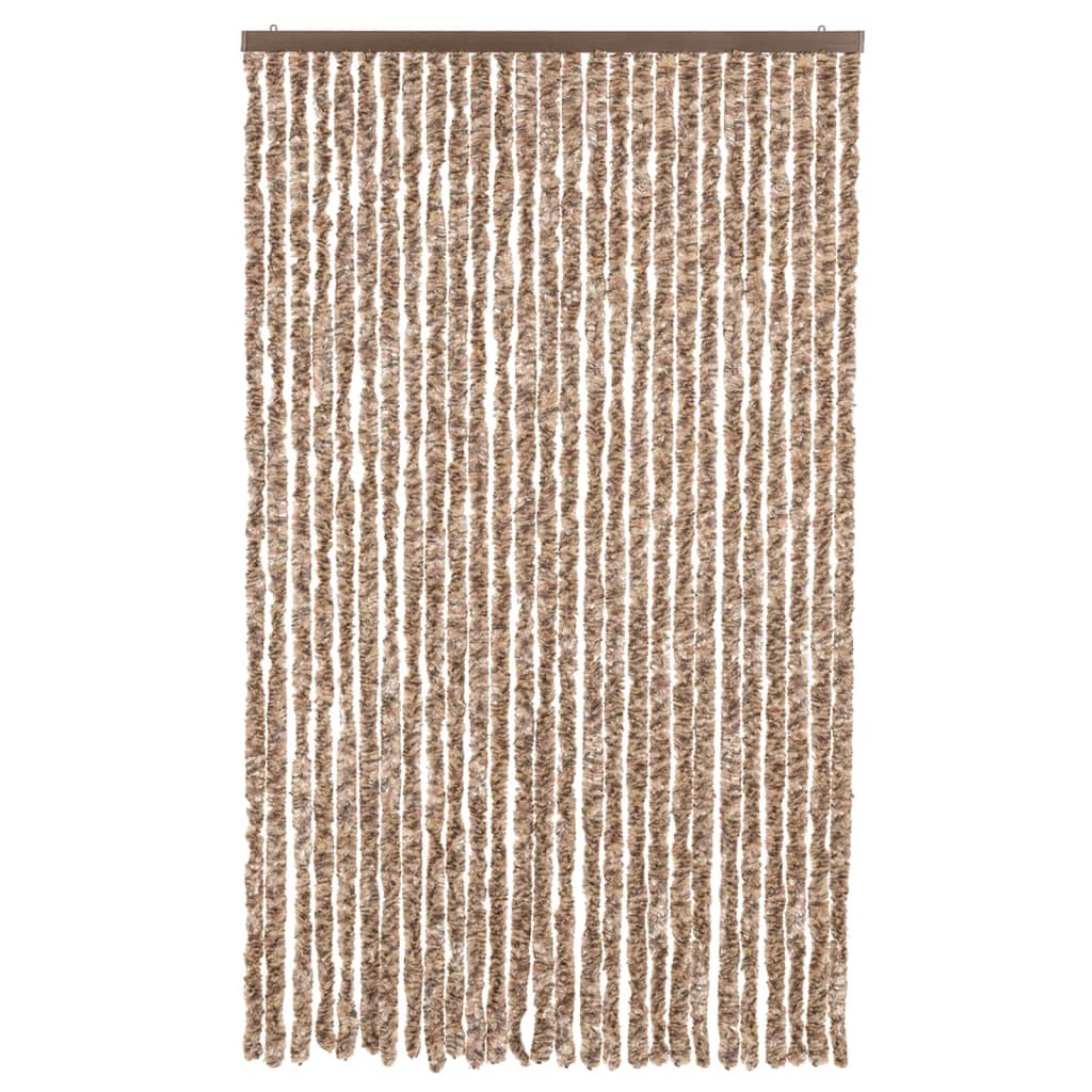 vidaXL Zasłona przeciwko owadom, beż i ciemny brąz, 118x220 cm, szenil