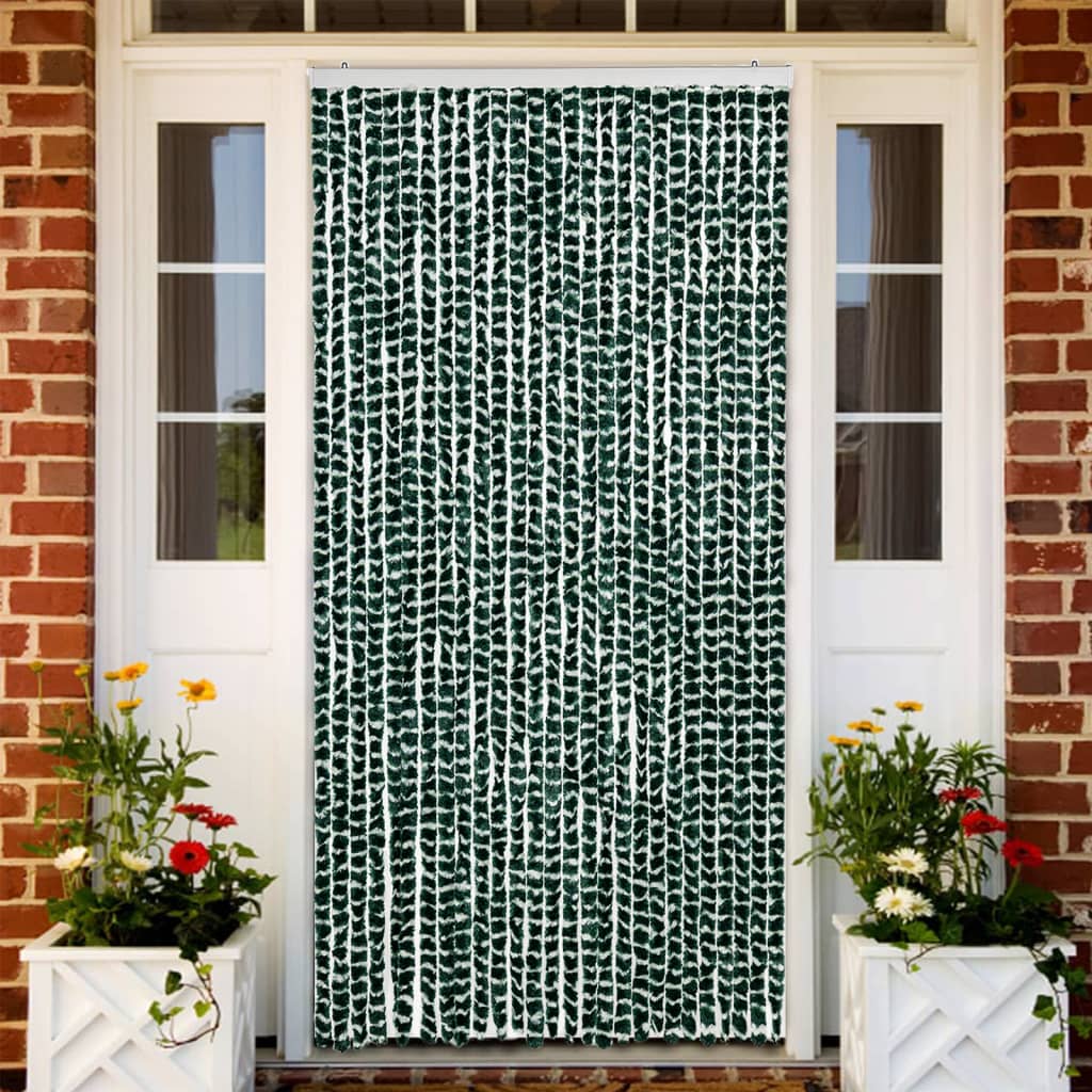 vidaXL Zasłona przeciwko owadom, zielono-biała, 118x220 cm, szenil