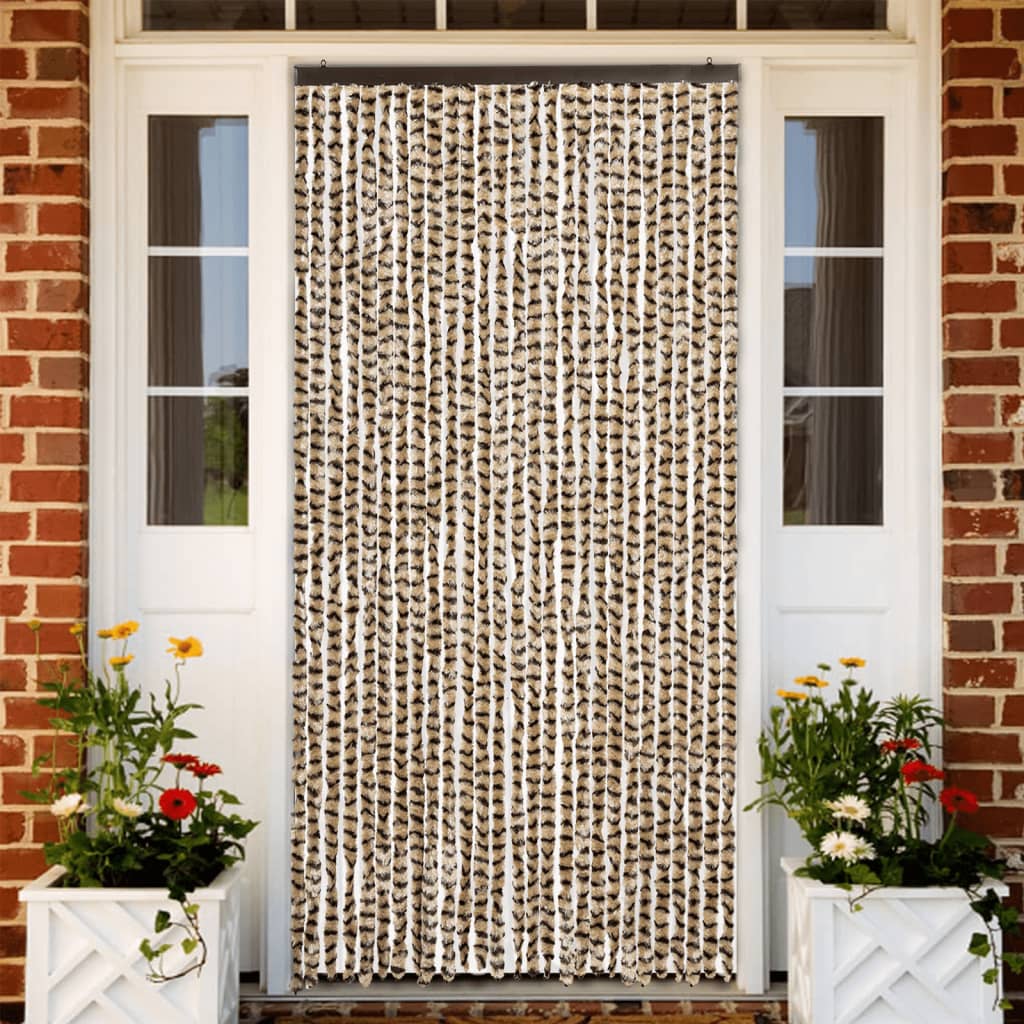 vidaXL Zasłona przeciwko owadom, beżowo-brązowa, 118x220 cm, szenil