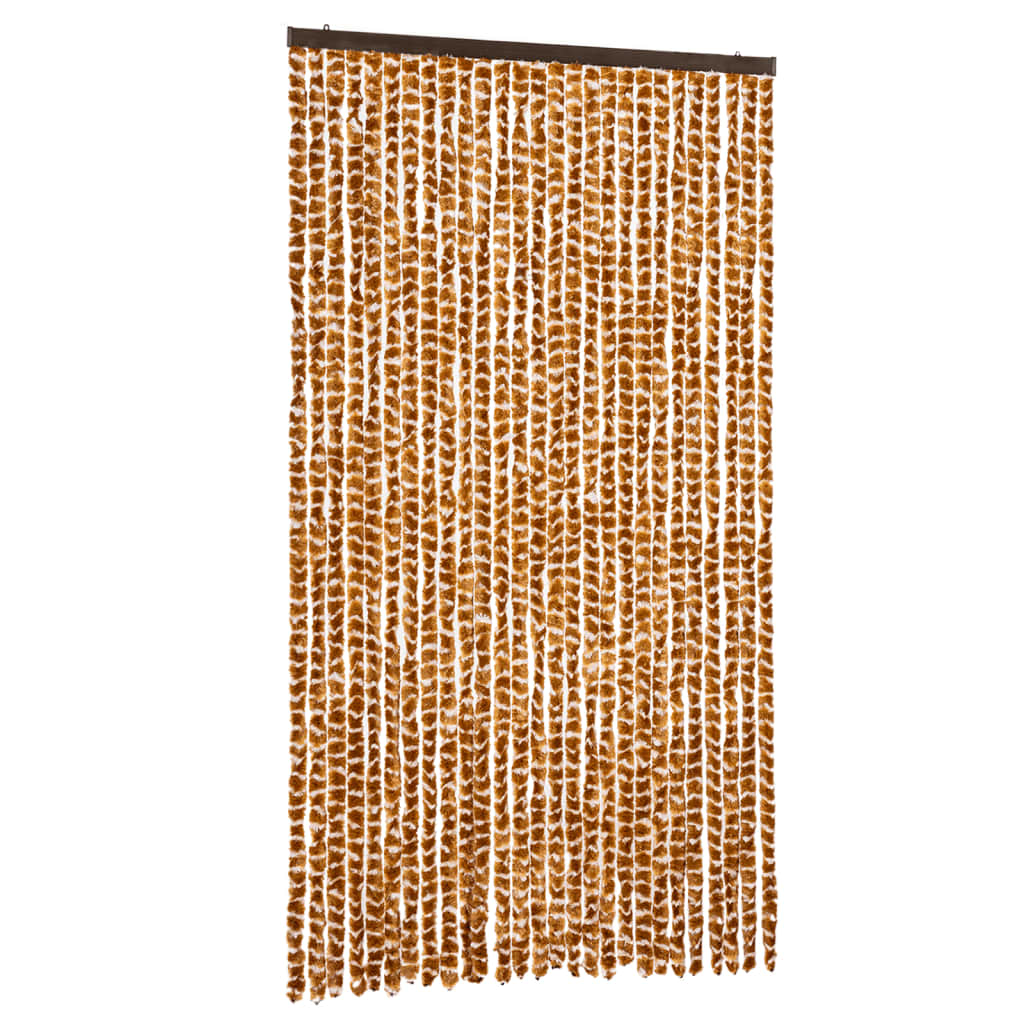 vidaXL Zasłona przeciwko owadom, ochra i biel, 118x220 cm, szenil