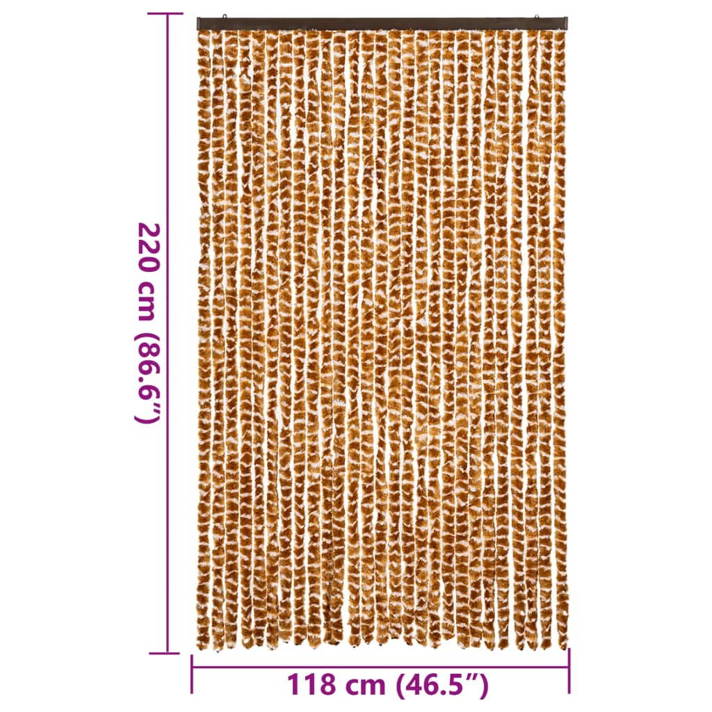 vidaXL Zasłona przeciwko owadom, ochra i biel, 118x220 cm, szenil