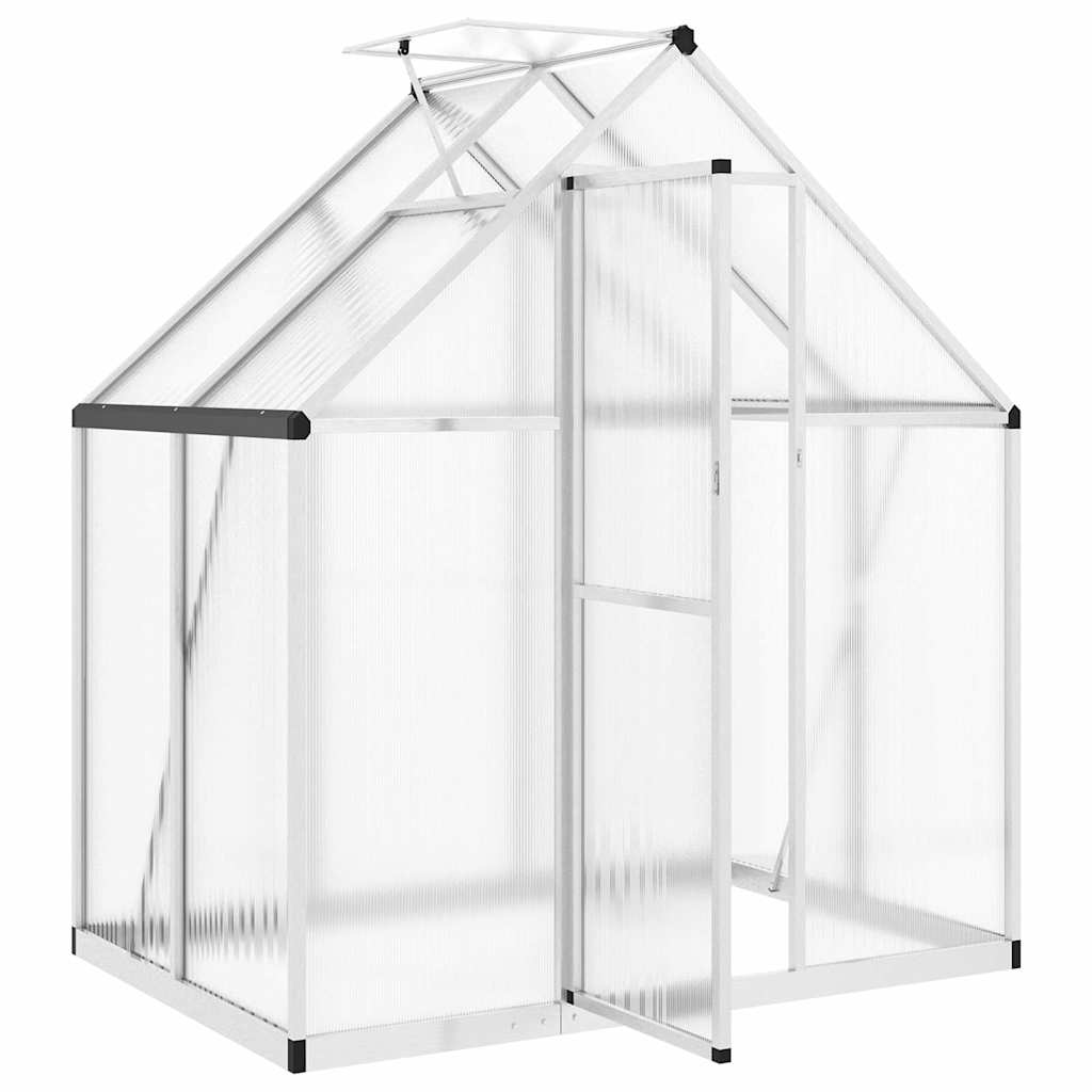 vidaXL Szklarnia z ramą podstawy, srebrna, 169x114x195 cm, aluminium