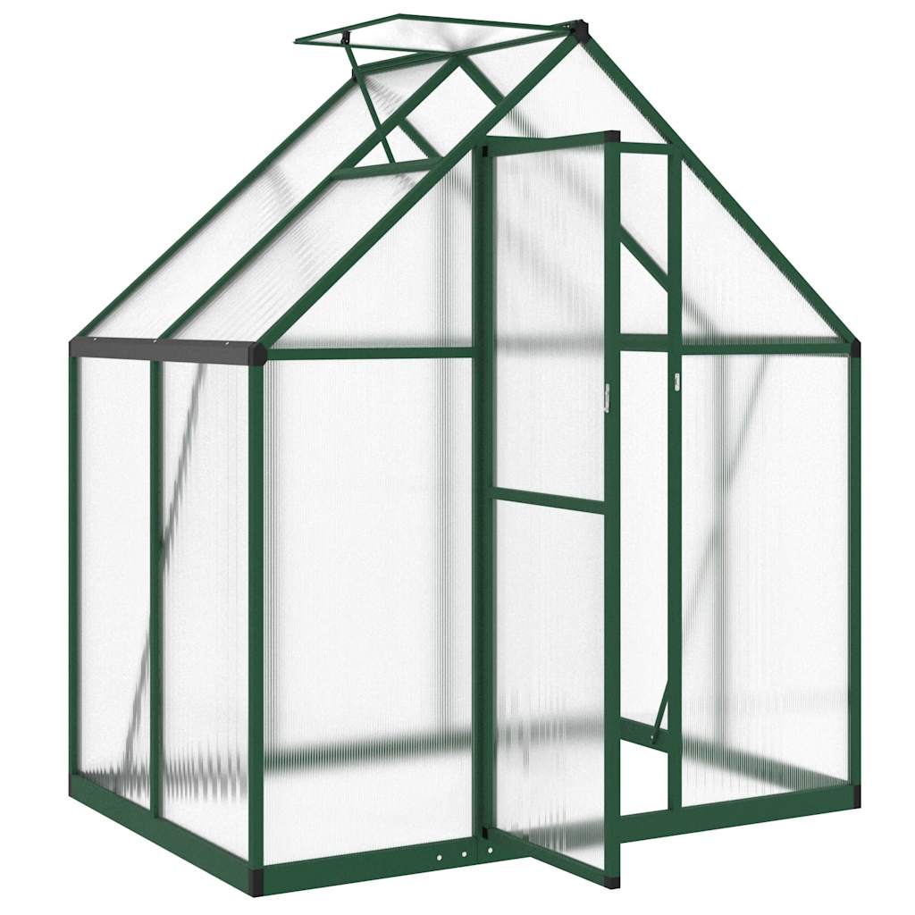 vidaXL Szklarnia z ramą podstawy, zielona, 169x114x195 cm, aluminium