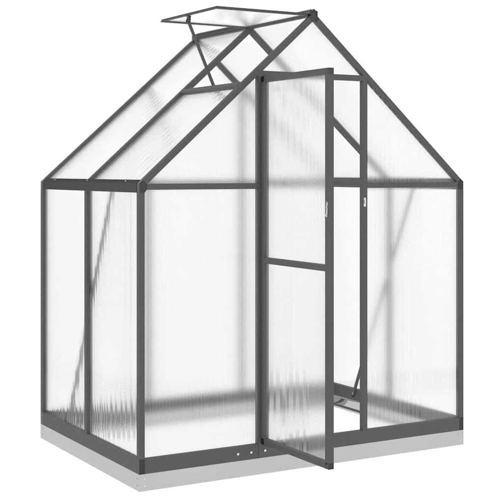 vidaXL Szklarnia z ramą podstawy, antracyt, 169x114x202 cm, aluminium