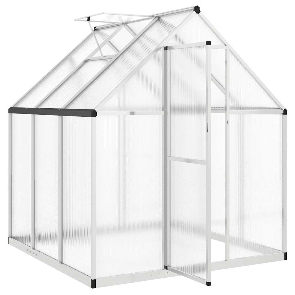 vidaXL Szklarnia z ramą podstawy, srebrna, 169x169x195 cm, aluminium