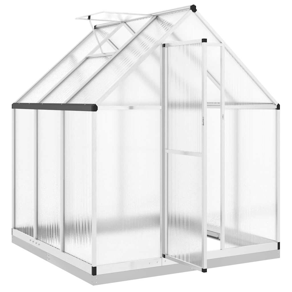 vidaXL Szklarnia z ramą podstawy, srebrna, 169x169x202 cm, aluminium