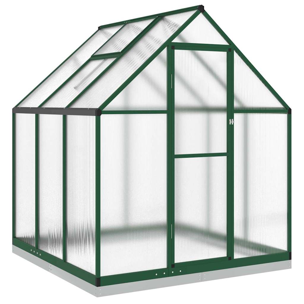 vidaXL Szklarnia z ramą podstawy, zielona, 169x169x202 cm, aluminium