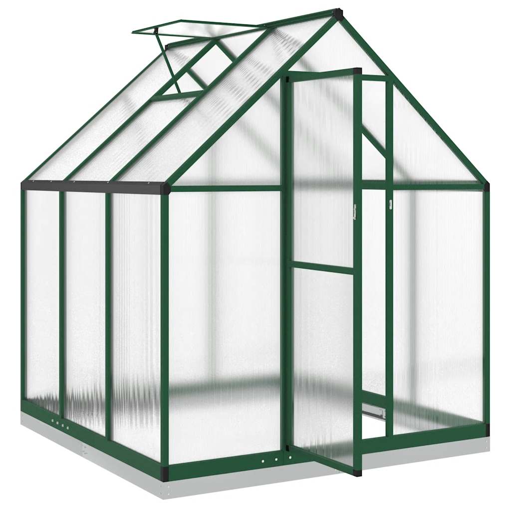 vidaXL Szklarnia z ramą podstawy, zielona, 169x169x202 cm, aluminium
