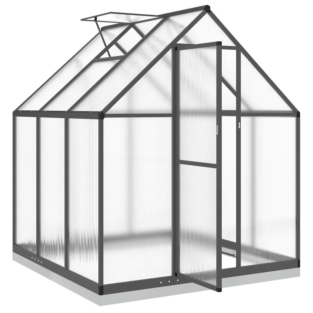 vidaXL Szklarnia z ramą podstawy, antracyt, 169x169x202 cm, aluminium