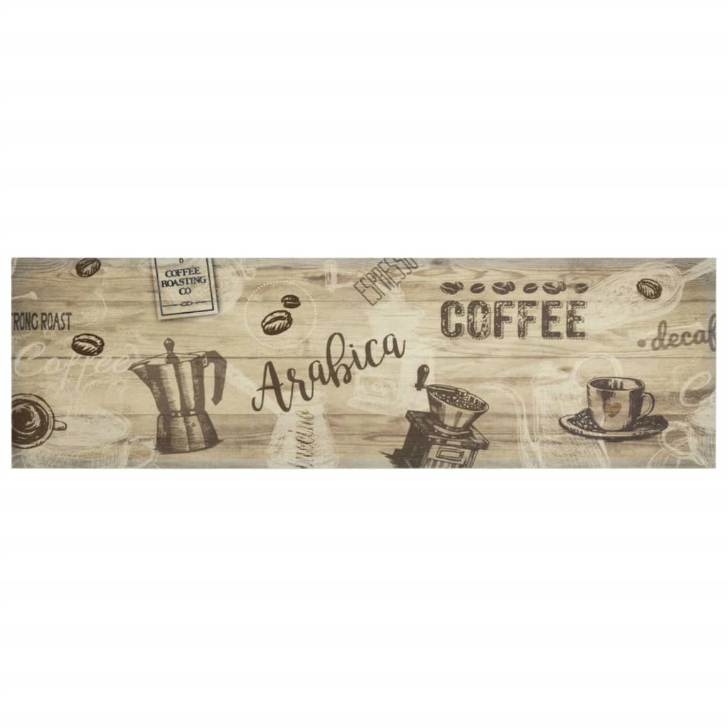 vidaXL Dywanik kuchenny z motywem kawy, brązowy, 45x150 cm, aksamit