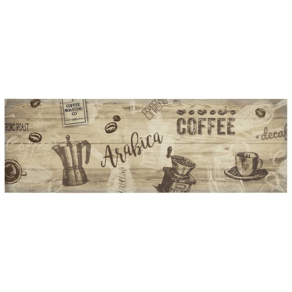 vidaXL Dywanik kuchenny z motywem kawy, brązowy, 60x180 cm, aksamit