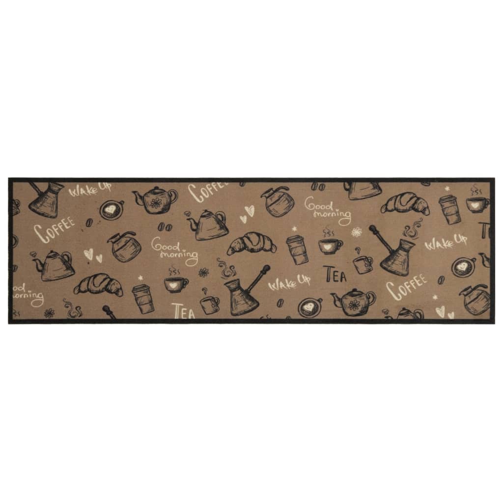 vidaXL Dywanik kuchenny z motywem Morning, brązowy, 45x150 cm