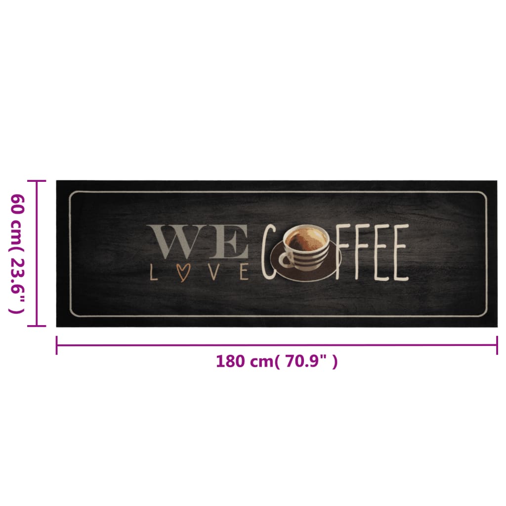 vidaXL Dywanik kuchenny z napisem Coffee, 60x180 cm, aksamitny