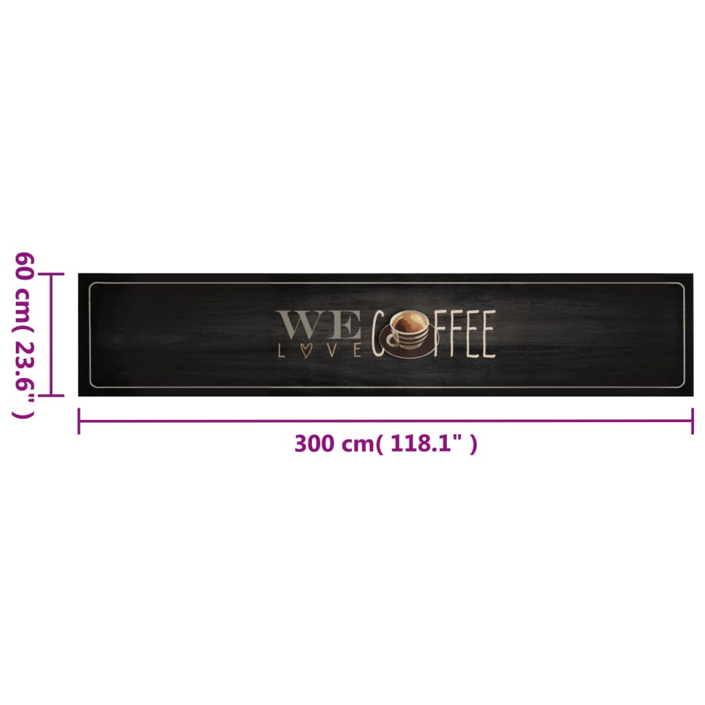 vidaXL Dywanik kuchenny z napisem Coffee, 60x300 cm, aksamitny