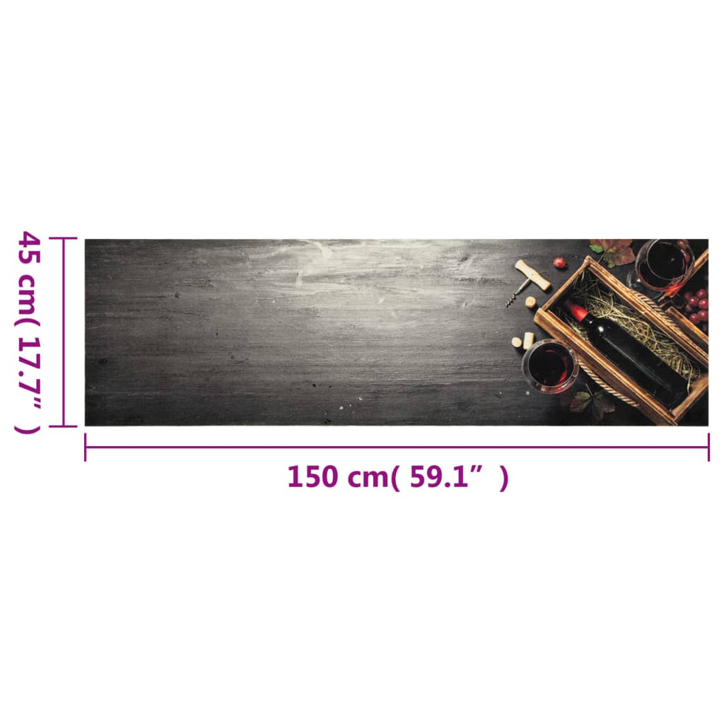 vidaXL Dywanik kuchenny z motywem wina, 45x150 cm, aksamitny