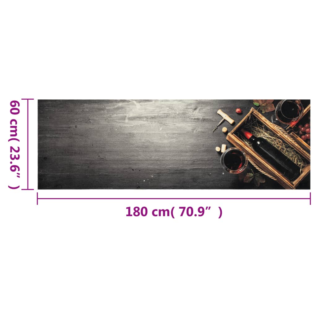 vidaXL Dywanik kuchenny z motywem wina, 60x180 cm, aksamitny