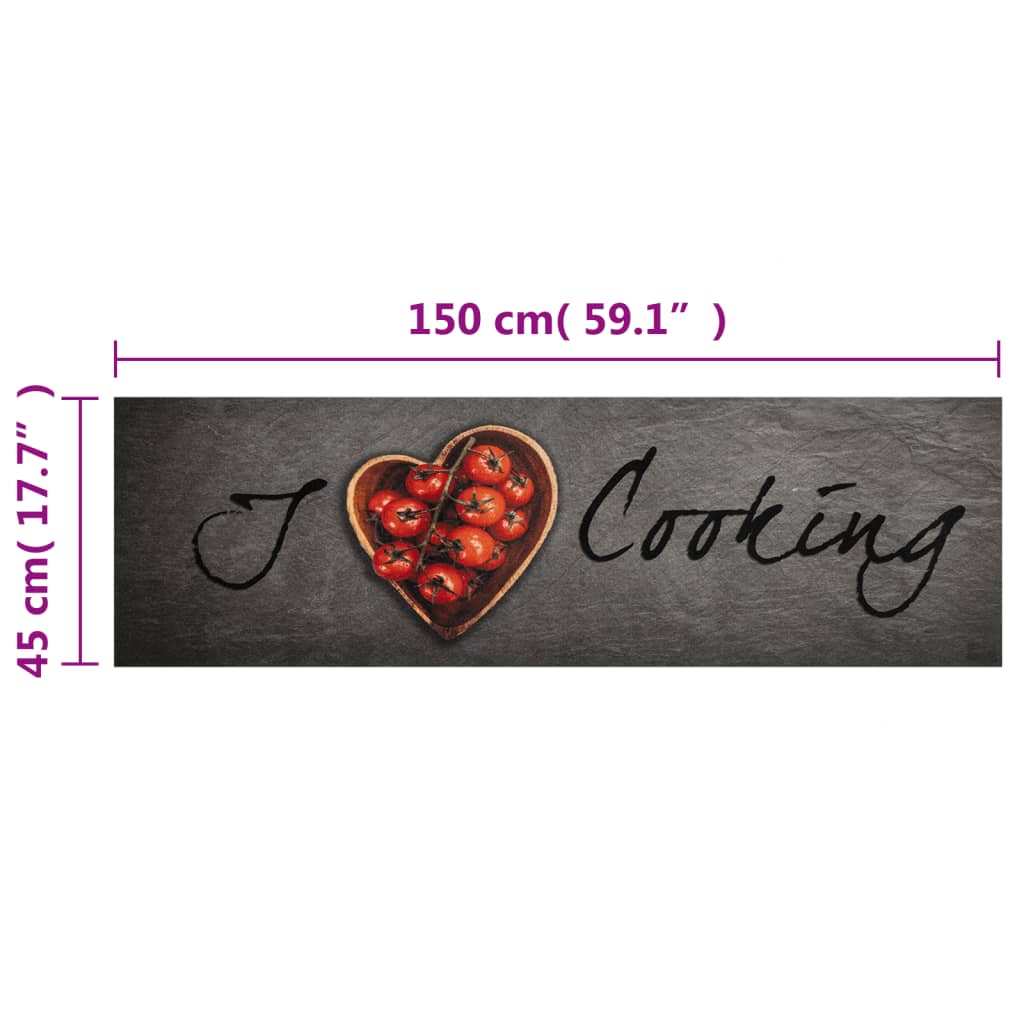 vidaXL Dywanik kuchenny z napisem Cooking, 45x150 cm, aksamitny