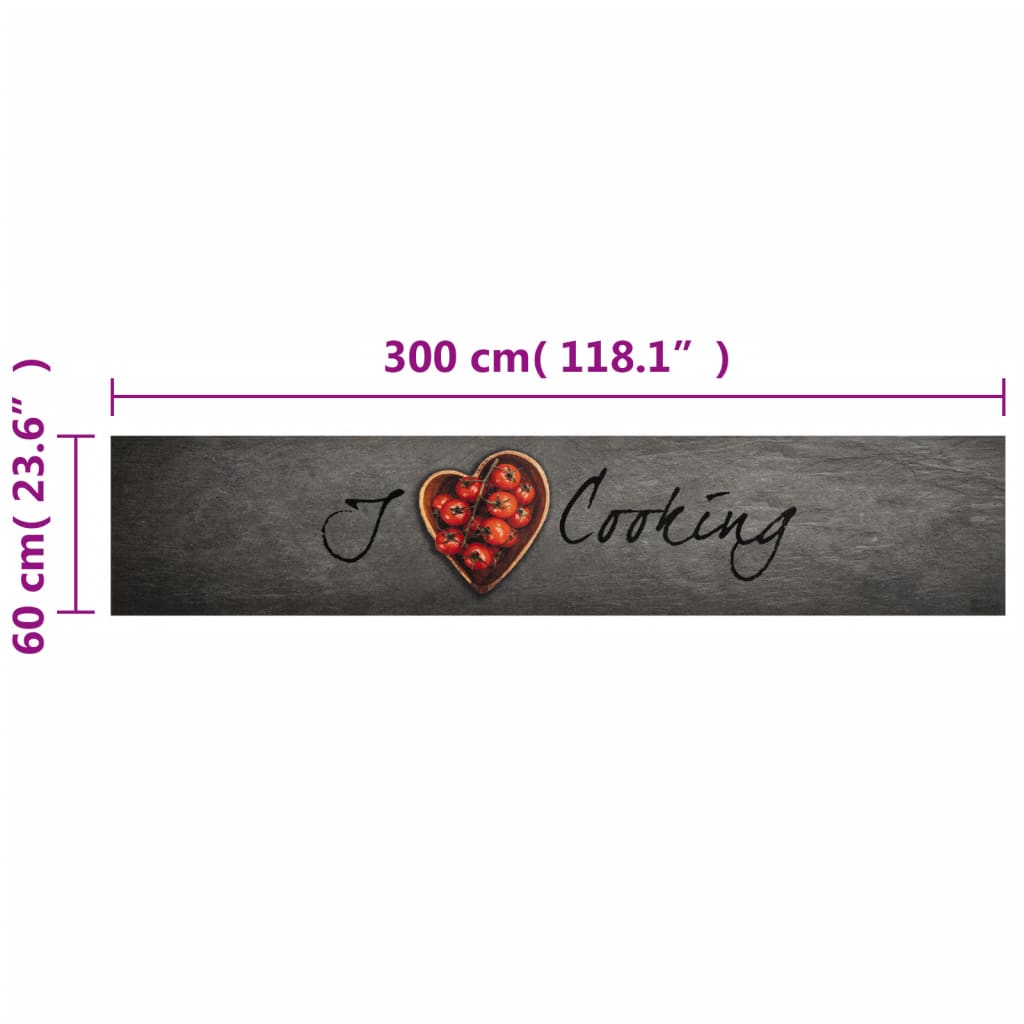 vidaXL Dywanik kuchenny z napisem Cooking, 60x300 cm, aksamitny