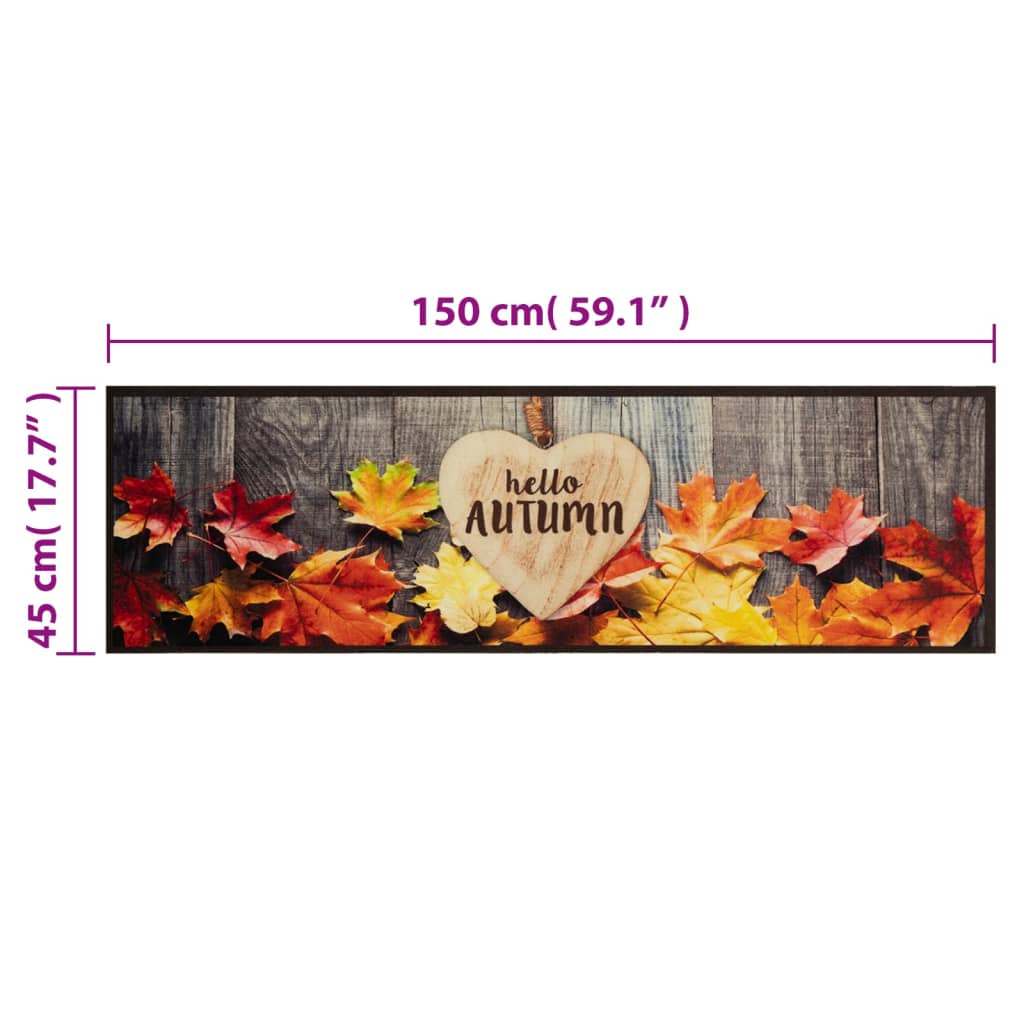 vidaXL Dywanik kuchenny z motywem jesieni, 45x150 cm, aksamitny