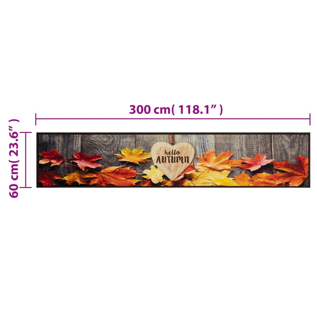 vidaXL Dywanik kuchenny z motywem jesieni, 60x300 cm, aksamitny