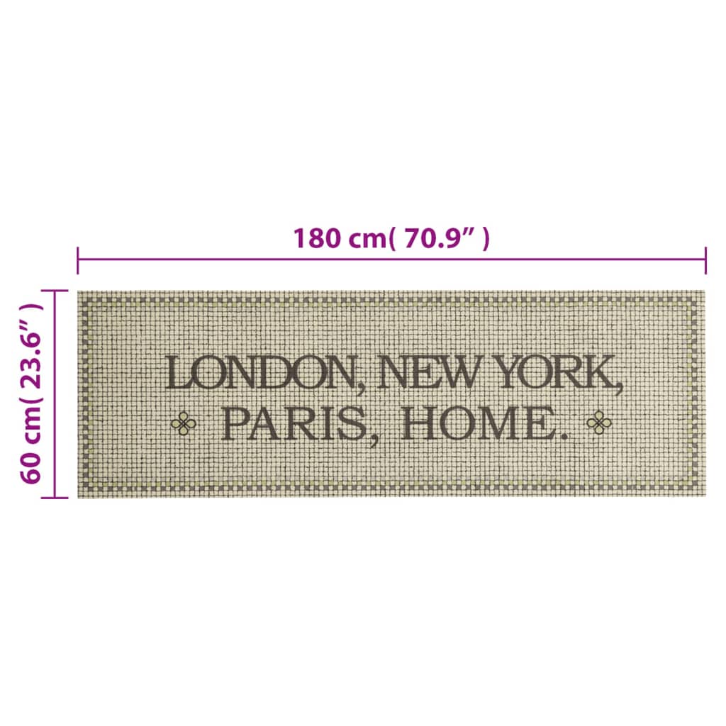 vidaXL Dywanik kuchenny, nazwy miast i napis Home, 60x180 cm, aksamit
