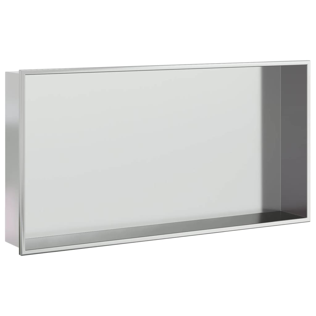 vidaXL Wnęka prysznicowa, szczotkowana, srebrna, 62x32x9 cm, stal