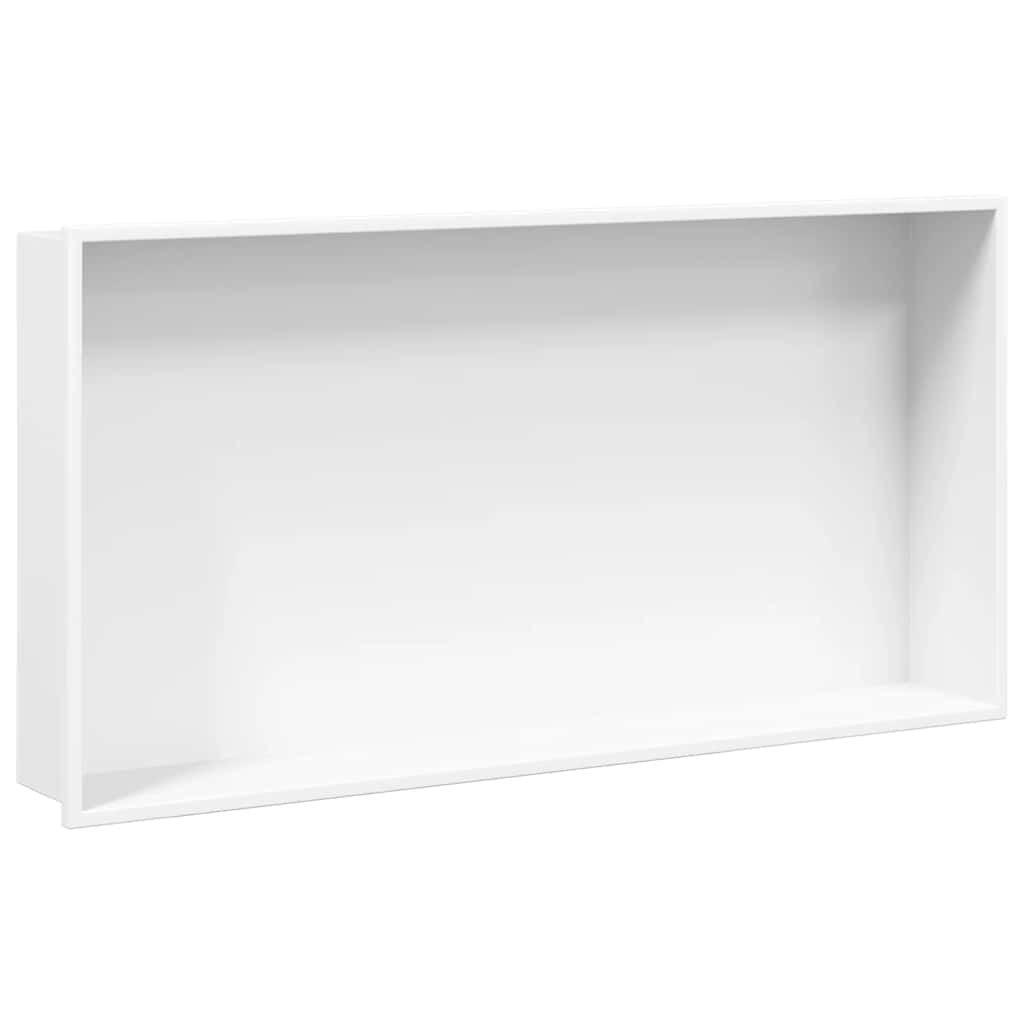 vidaXL Wnęka prysznicowa, biała matowa, 62x32x9 cm, stal nierdzewna