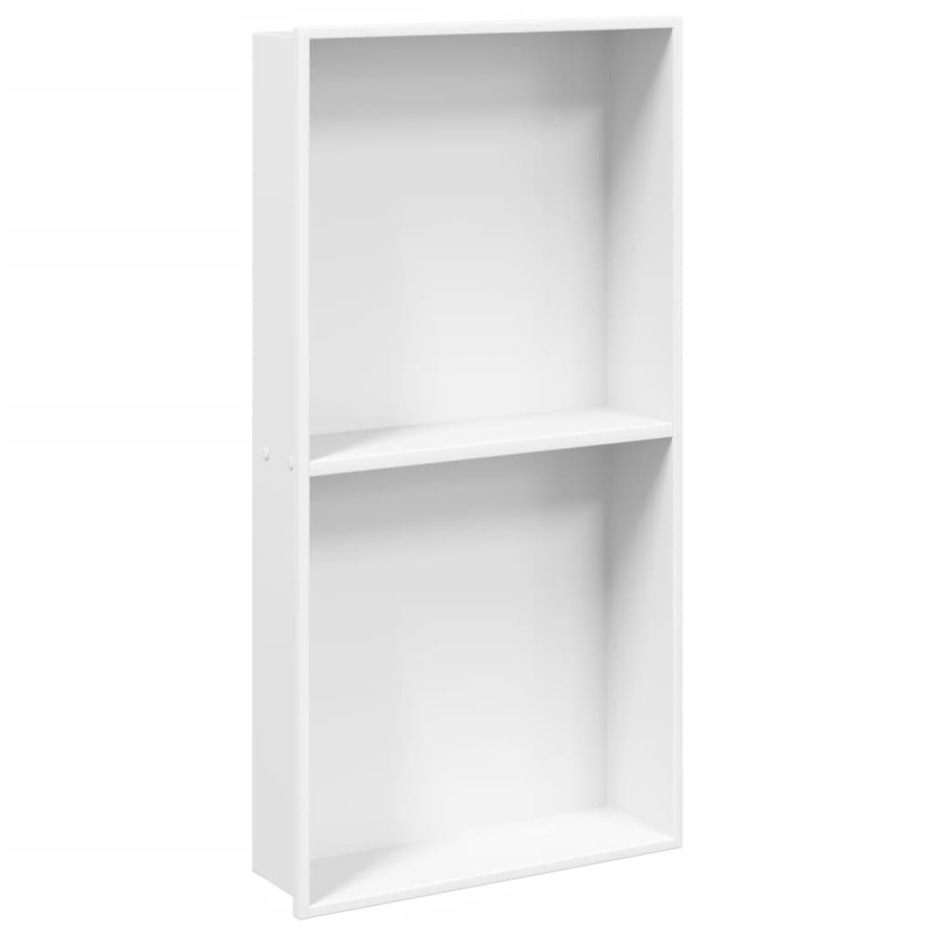 vidaXL Wnęka prysznicowa, biała matowa, 32x62x9 cm, stal nierdzewna