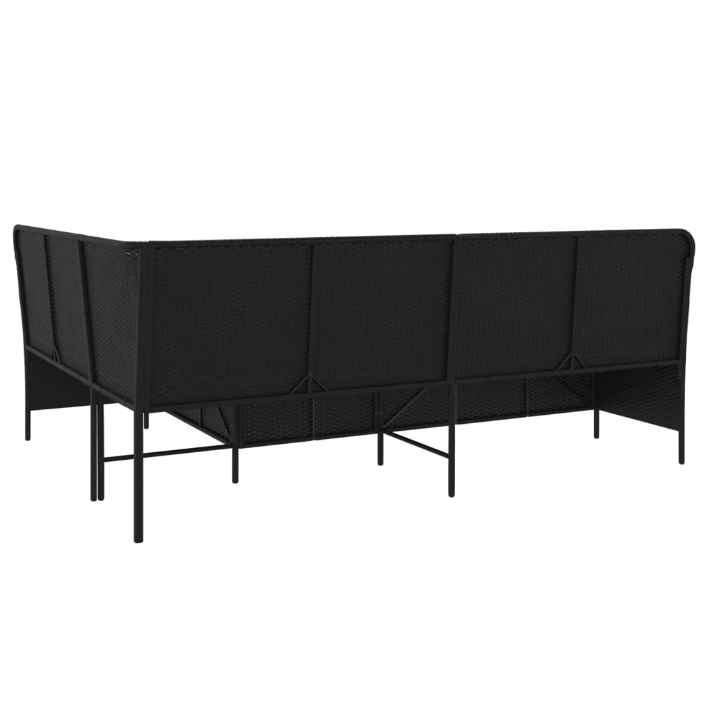 vidaXL Narożna sofa ogrodowa z poduszkami, czarny polirattan
