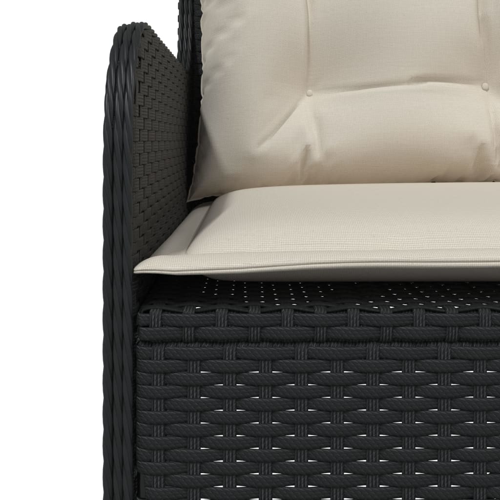 vidaXL Narożna sofa ogrodowa z poduszkami, czarny polirattan