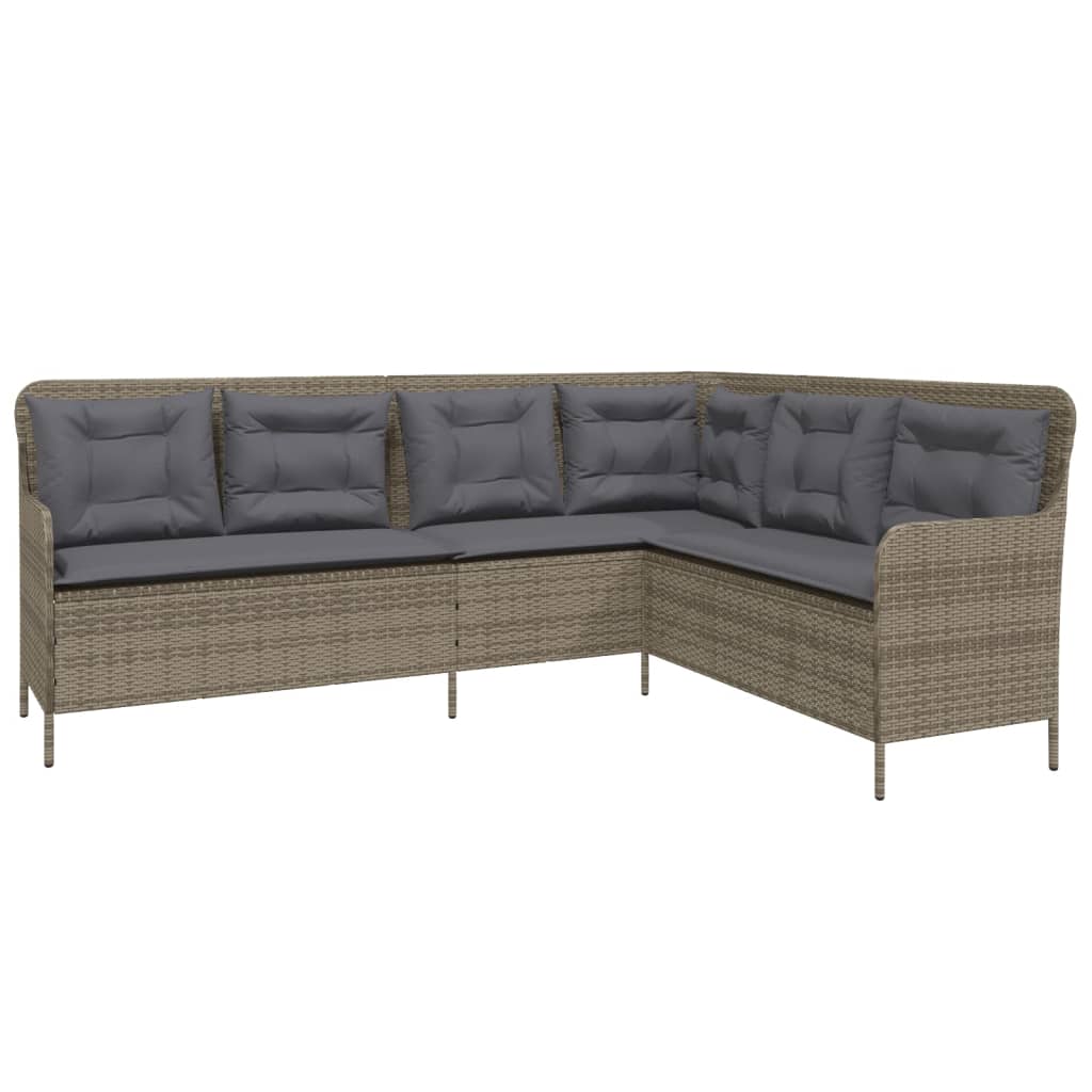 vidaXL Narożna sofa ogrodowa z poduszkami, szara, polirattan