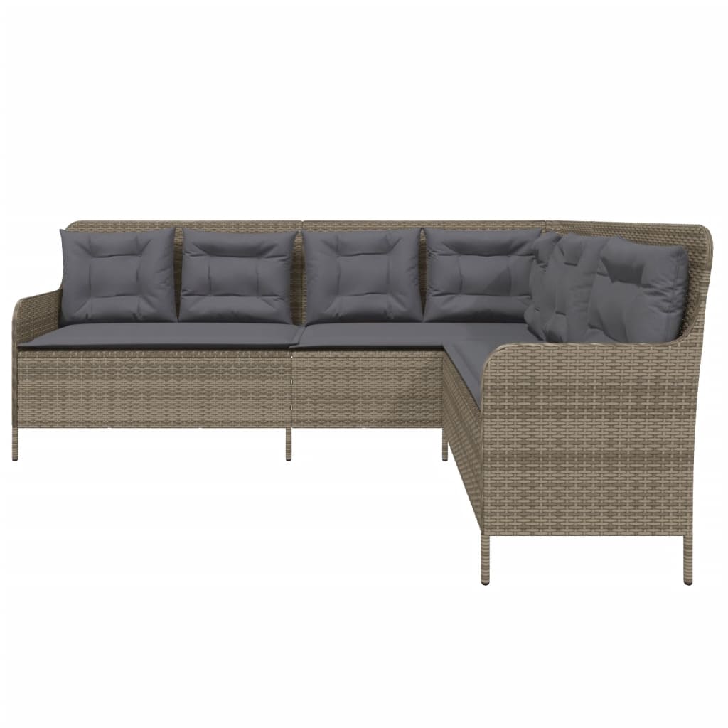 vidaXL Narożna sofa ogrodowa z poduszkami, szara, polirattan