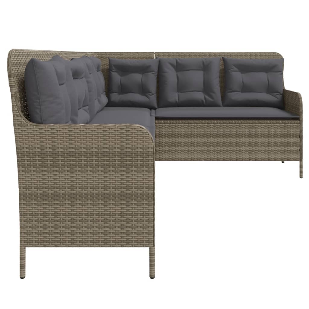 vidaXL Narożna sofa ogrodowa z poduszkami, szara, polirattan