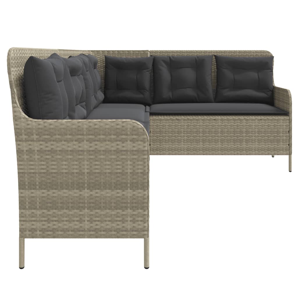 vidaXL Narożna sofa ogrodowa z poduszkami, jasnoszara, polirattan