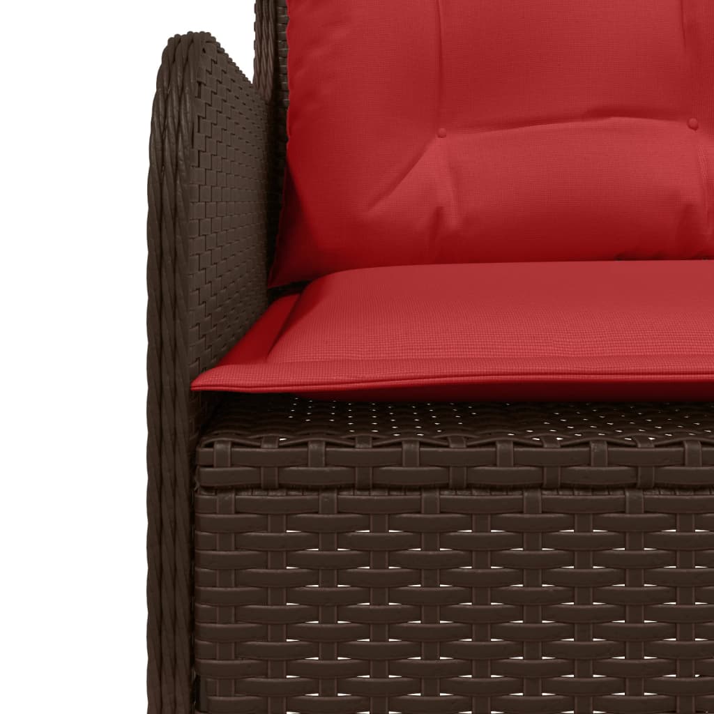 vidaXL Sofa ogrodowa z poduszkami w kształcie litery L, brązowa, z polirattanu