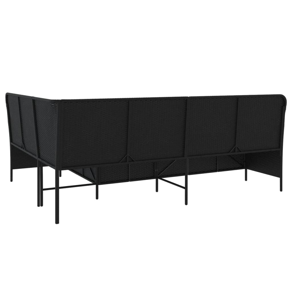 vidaXL Sofa ogrodowa z poduszkami w kształcie litery L, czarny polirattan
