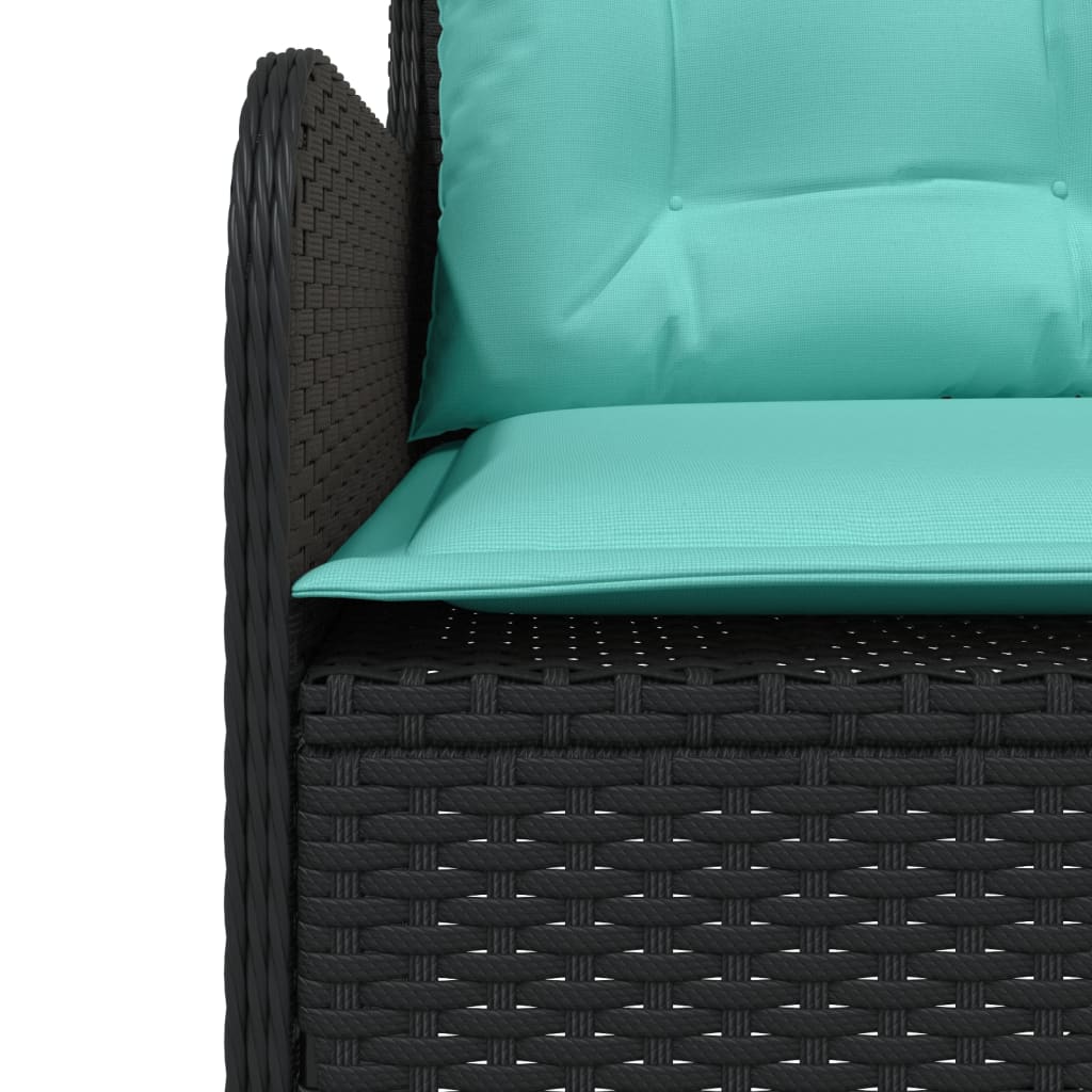 vidaXL Sofa ogrodowa z poduszkami w kształcie litery L, czarny polirattan