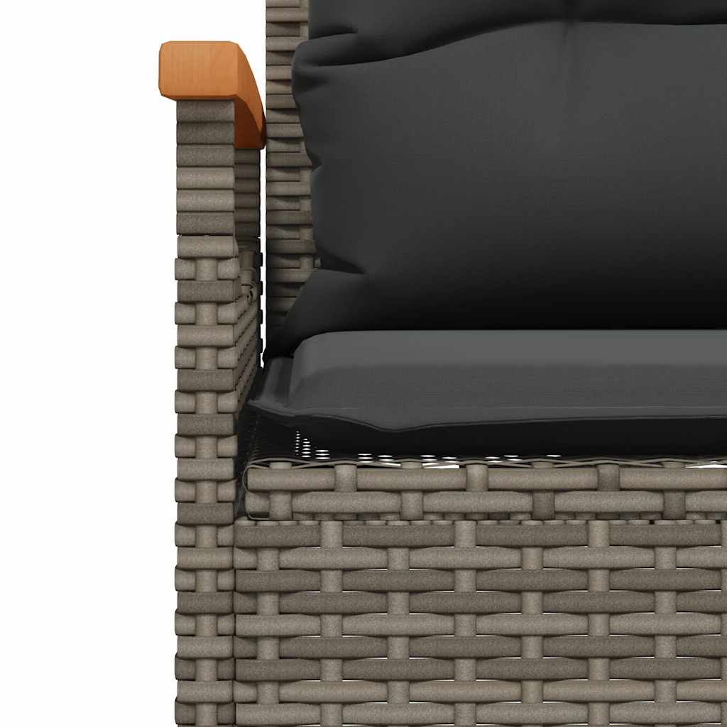 vidaXL Ławka ogrodowa z poduszkami, 116x62,5x74 cm, szara, polirattan
