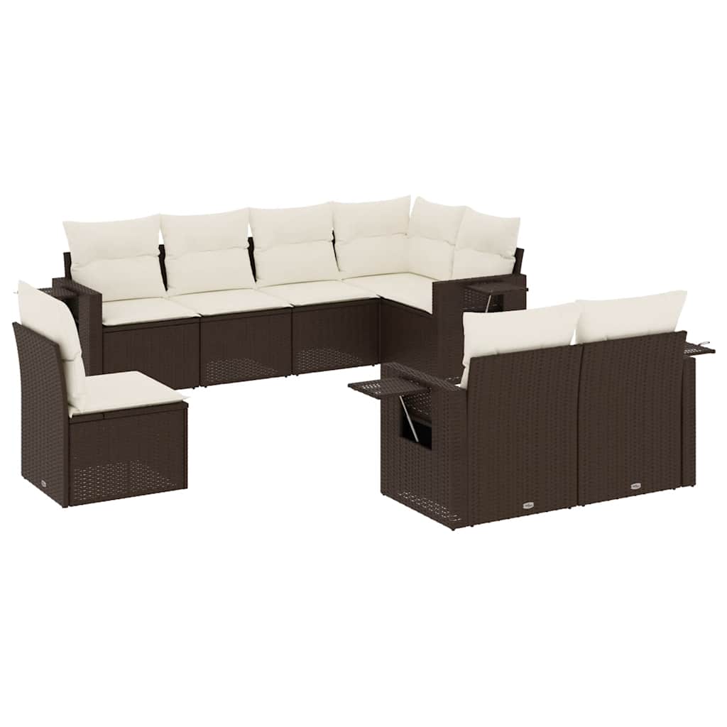 vidaXL 8-cz. zestaw wypoczynkowy do ogrodu, z poduszkami, brązowy