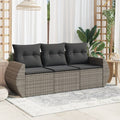 vidaXL 3-częściowa sofa do ogrodu, z poduszkami, szara, polirattanowa