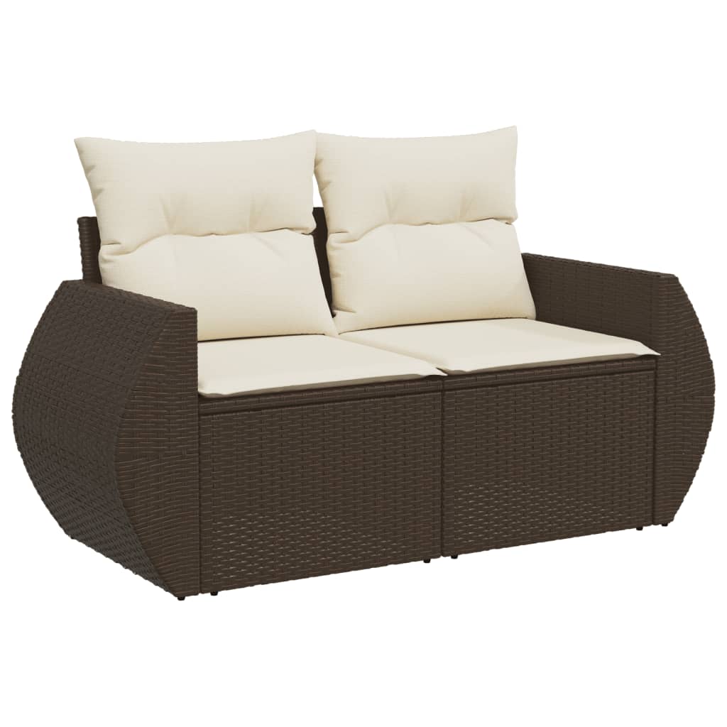 vidaXL 9-cz. zestaw mebli ogrodowych z poduszkami, brązowy, polirattan