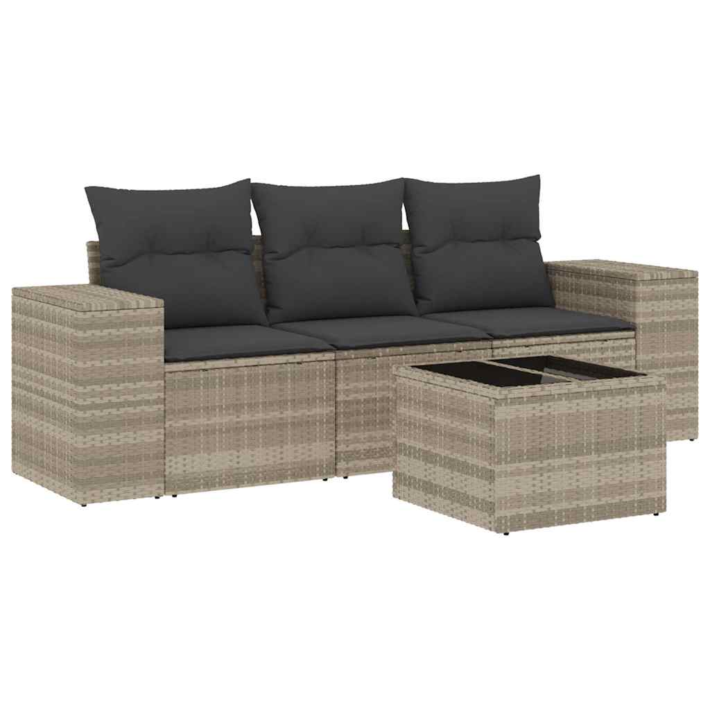 vidaXL 4-cz. zestaw wypoczynkowy do ogrodu, poduszki, jasnoszary