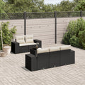 vidaXL 6-cz. zestaw mebli ogrodowych z poduszkami, czarny polirattan