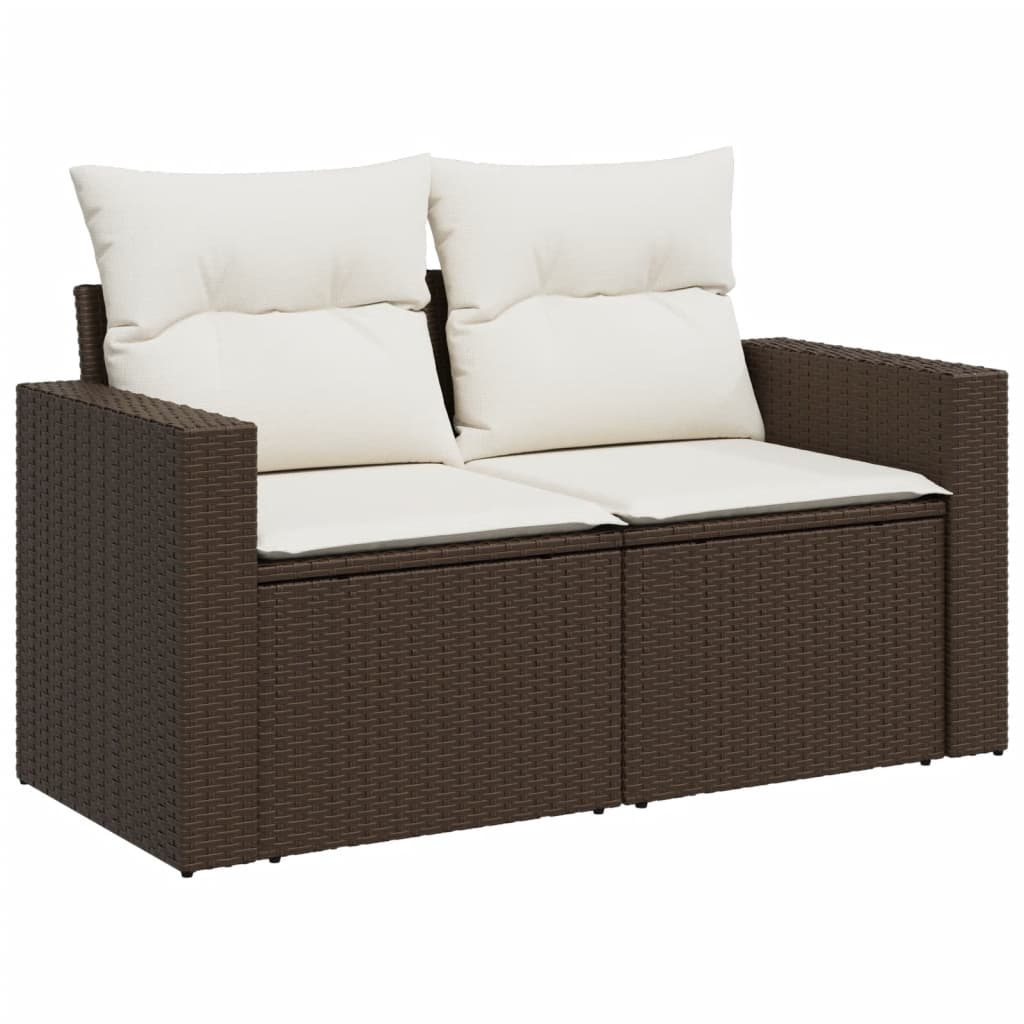 vidaXL 11-cz. zestaw mebli ogrodowych z poduszkami, brązowy, rattan PE
