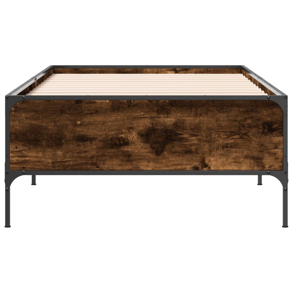 vidaXL Rama łóżka, przydymiony dąb, 100x200cm, materiał drewnopochodny