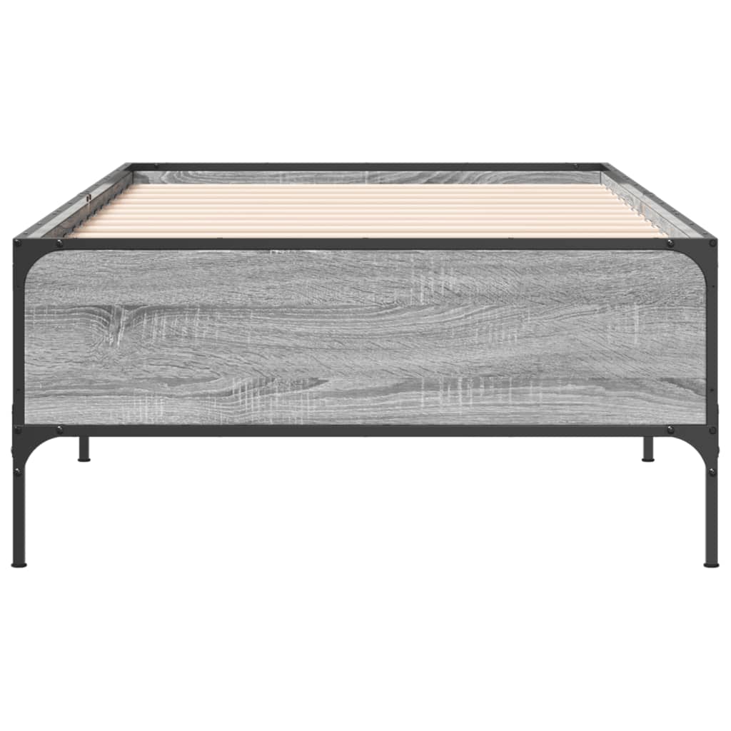 vidaXL Rama łóżka, szary dąb sonoma, 100x200cm materiał drewnopochodny