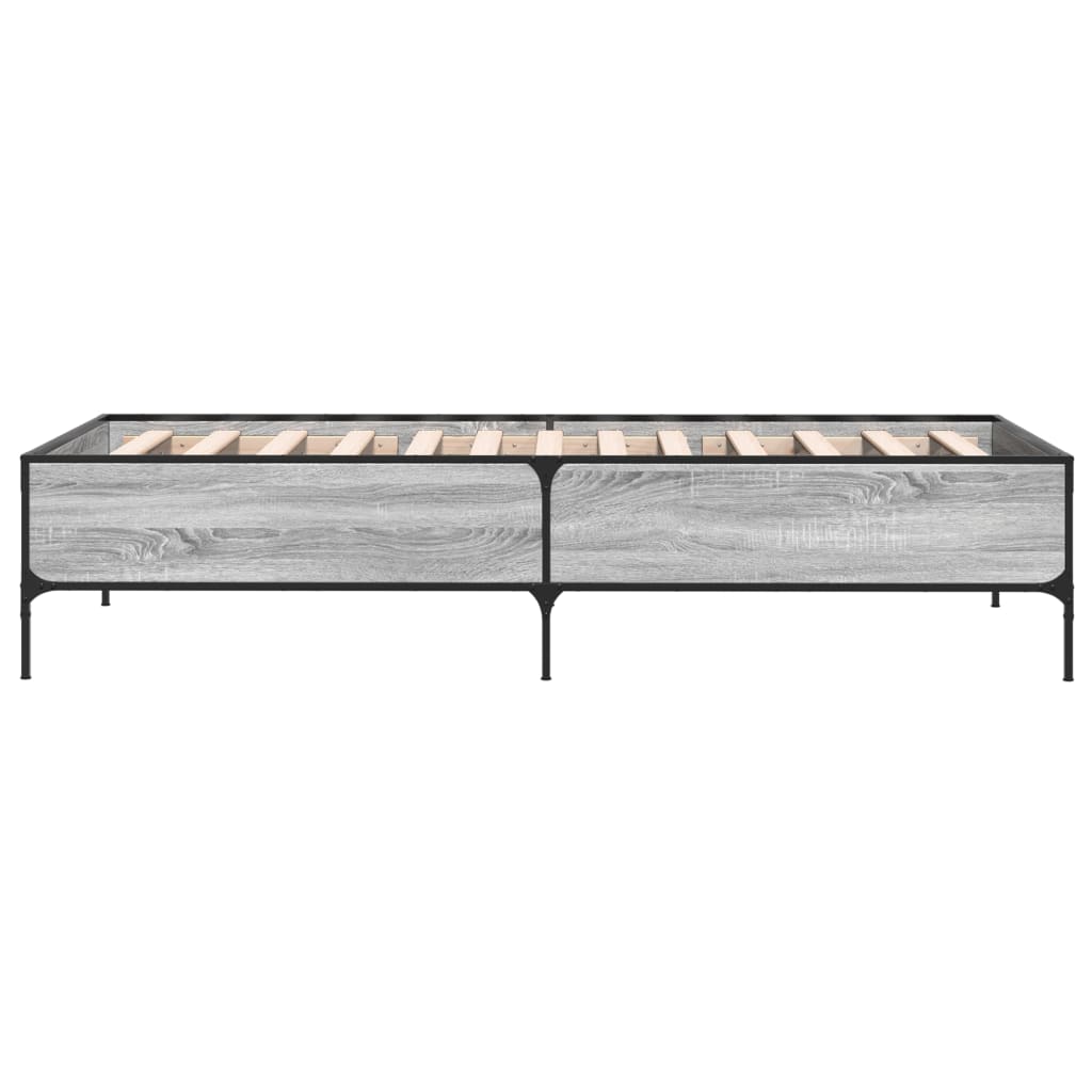 vidaXL Rama łóżka, szary dąb sonoma, 100x200cm materiał drewnopochodny