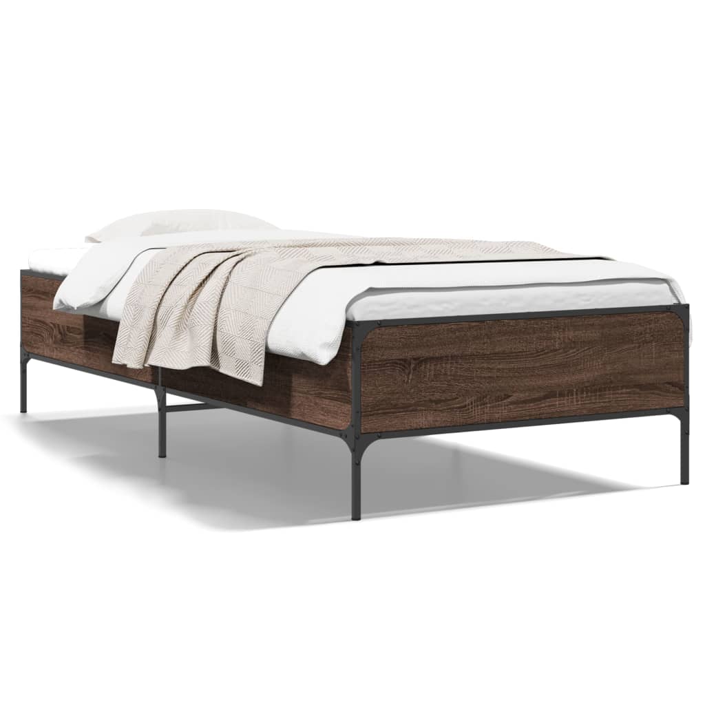 vidaXL Rama łóżka, brązowy dąb, 100x200 cm, materiał drewnopochodny
